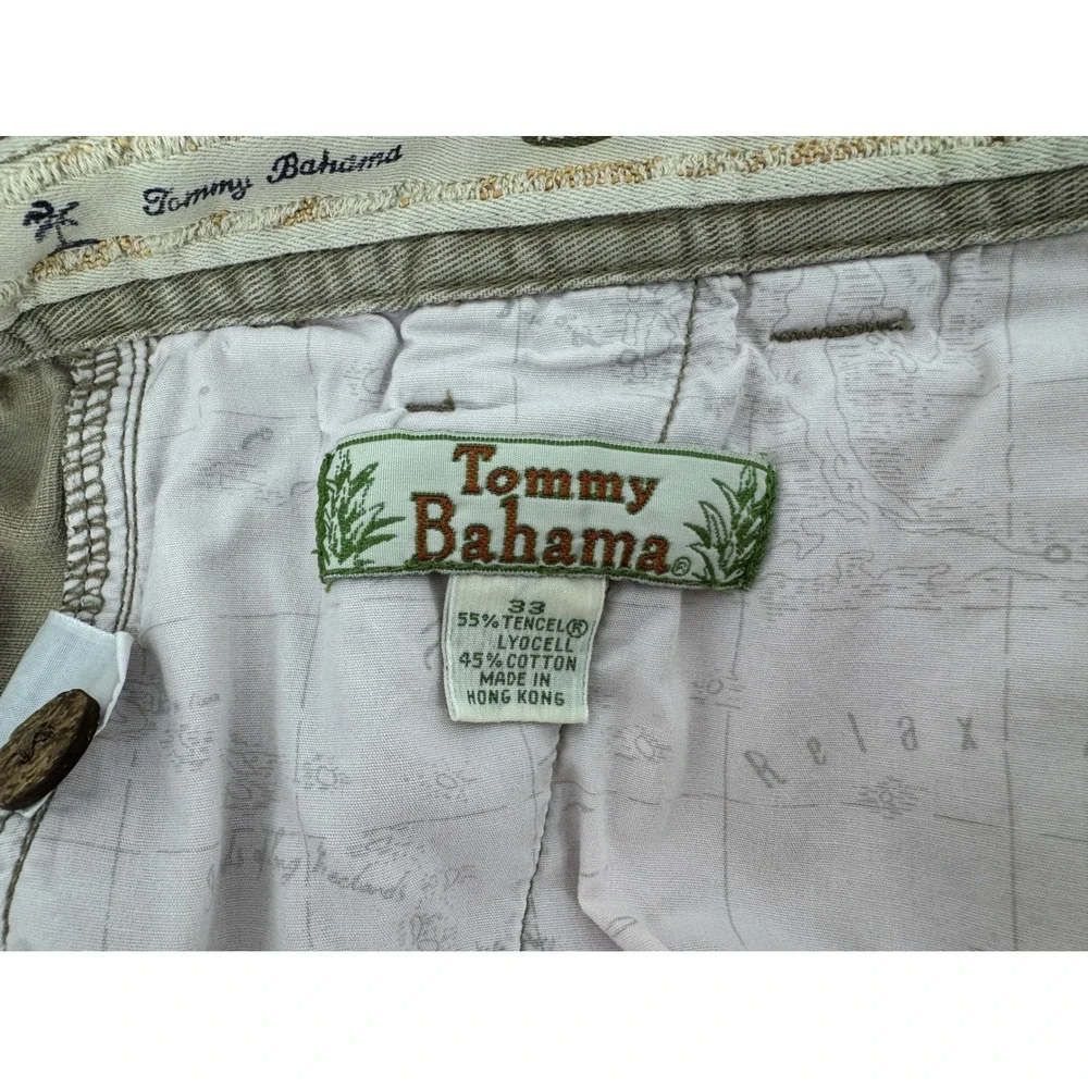 Tommy Bahama Mens Pleated Chino Shorts Khaki Tan Tencel‎ Cotton Size 33